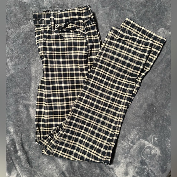 AE Plaid Stretch Mom Pant - Picture 1 of 3